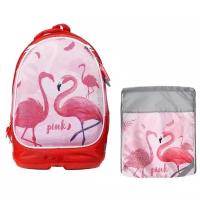 Рюкзак каркасный Calligrata, 39 х 28 х 18 см, + мешок для обуви, «Фламинго»