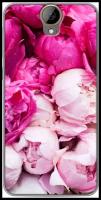 Силиконовый чехол на HTC One E9 Plus / Эйчтиси One E9 Plus Пионы розово-белые