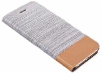 Чехол-книжка MyPads для Huawei Enjoy 10S / Huawei Y8p (AQM-LX1) из водоотталкивающей ткани под джинсу с вставкой под кожу серый