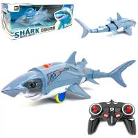 Интерактивный радиоуправляемый робот-акула Shark, выделяет пар, подсветка, музыка, подвижный хвост, демо-режим, на пульте управления 46х14х13 см