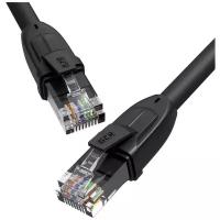 GCR Патч-корд прямой 30.0m UTP кат.6, черный, 24 AWG, литой, ethernet high speed, RJ45, T568B