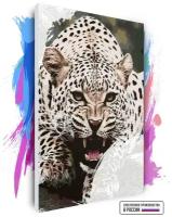 Картина по номерам Леопард Нападение, 80 х 120 см