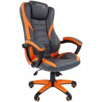 Кресло Chairman game 22 экопремиум серый/оранжевый