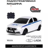 Радиоуправляемая машина Lada Vesta полиция ТМ AUTODRIVE, пульт управления, 40 MHz, М 1:16, белый