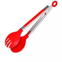 Щипцы Skiico Kitchenware для салата Доляна «Палитра», 25 см/Щипцы для еды металлические Красные