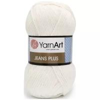 Пряжа YarnArt Jeans PLUS белый (01), 55%хлопок/45%акрил, 160м, 100г, 1шт