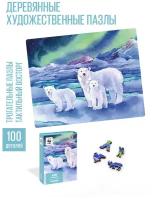 Пазл деревянный 100 деталей DaVICI: WWF Белый медведь