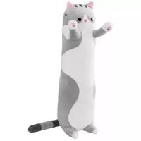 Мягкая игрушка-подушка длинный кот батон серый антистресс 90см