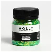 Декоративный гель для волос, лица и тела GLITTER GEL Holly Professional, Green Mix, 50 мл