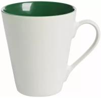 Кружка для чая для кофе фаянс New Bell матовая, белая с зеленым, 330мл