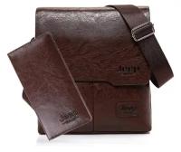 Комплект сумок планшет, фактура гладкая, коричневый