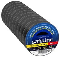 Изолента SAFELINE Pro 19/20, 10 шт., черный