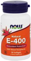 Капсулы NOW Natural E-400 with Mixed Tocopherols, 50 шт