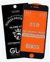 Защитное стекло Glass для Apple iPhone 6/ iPhone 6S/ 21D/ полный клей, черная рамка