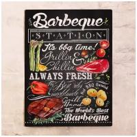 Жестяная табличка Постер BBQ, металл, 20х30 см