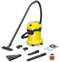 Пылесос Karcher WD 3 V-17/6/20 CAR для уборки автомобиля, в мастерской, гараже, всасывание жидкости, функция выдува, бак 17 л