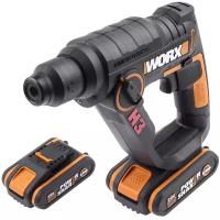 Перфоратор аккумуляторный Worx WX390.1, 1,2 Дж, 20 В, АКБ х 2 2,0 А*ч, ЗУ 2 А, кейс