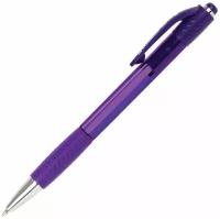 Ручка шариковая автоматическая с грипом BRAUBERG SUPER, синяя, корпус фиолетовый, узел 0,7 мм, линия письма 0,35 мм, 143373