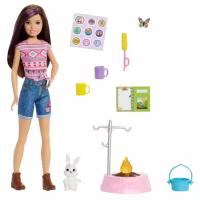 Barbie Набор игровой Кемпинг Скиппер кукла с питомцем и аксессуарами, HDF71