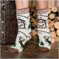 Носки Бабушкины носки, размер 35-37, белый, коричневый, бежевый