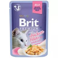 Влажный корм для кошек Brit Premium, беззерновой, с куриным филе (мини-филе)