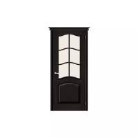 Дверь из массива сосны М 7 темный лак со стеклом Satinato
