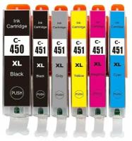 Набор совместимых картриджей для Canon PIXMA MG7140, MG6340, MG7540, iP8740 (BPI-450/451. XX совместимые с PGI-450, CLI-451), комплект 6 цветов