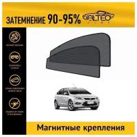 Каркасные автошторки ALTEO PREMIUM на Ford Focus 2, рестайлинг (2007-2011) хэтчбек 5d на передние двери на магнитах с затемнением 90-95%