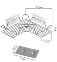Металлическая настенная угловая полка органайзер для ванной самоклеющаяся 1 шт