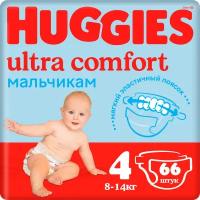 Huggies подгузники Ultra Comfort для мальчиков 4 (8-14 кг), 66 шт