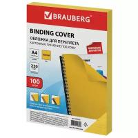 BRAUBERGдвухсторонняя для переплета A4 230 г/м², картон, тиснение под кожужелтый100 шт