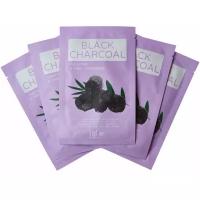 Набор корейских косметических тканевых масок с экстрактом угля, коллагеном и гиалуроновой кислотой Yu.r me Black Charcoal Sheet Mask, 5 штук