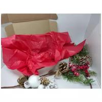 Тишью/Бумага подарочная упаковочная тишью цветная для подарка, творчества, праздника, букетов тонкая папирусная(красная) 50*66 см