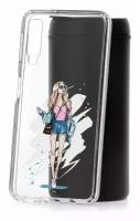 Чехол для Samsung Galaxy A7 2018 Kruche Print Fashion Girl, пластиковая накладка, силиконовый бампер с защитой камеры, защитный прозрачный с рисунком