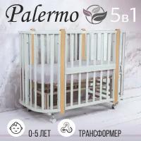 Детская кровать-трансформер Sweet Baby 5 в 1 с маятником Palermo Белый/Натуральный