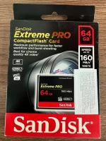 Карта памяти SanDisk Compact Flash 64 ГБ, R/W 160/150 МБ/с, 1 шт