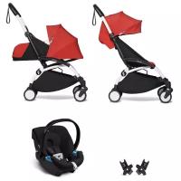 YOYO2 BABYZEN Коляска 3 в 1 с люлькой Newborn Pack, Red,Белая рама