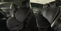 Накидки для Dodge Ram 4000 c бортовой платформой III (2005-2023) / Додж Рам на весь салон Maximal Ромб, Алькантара, Черный с бежевой строчкой