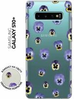 Силиконовый чехол с принтом Pansies для Samsung Galaxy S10+ / Самсунг С10 Плюс