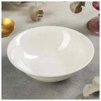 Тарелка глубокая суповая для подачи блюд и сервировки стола из фарфора White Label, цвет белый, объем 500 мл, диаметр 17,5 см