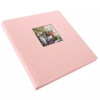 Фотоальбом с белыми листами 26,5х29,5 см, 60 страниц (30 листов), лён, пастельный розовый GF 5519