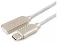 Кабель USB 2.0, AM/Type-C, серия Platinum, нейлоновая оплетка, длина 1,8 м, белый, Cablexpert