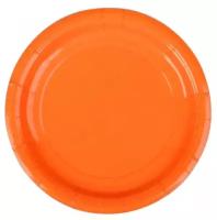Тарелка бумажная, однотонная, цвет оранжевый, 10 шт