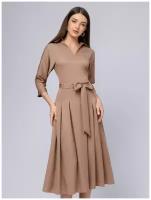 Платье 1001dress, повседневное, миди, размер 44, коричневый