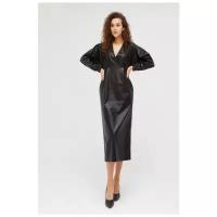 Платье женское длина миди MINAKU: Leather look цвет чёрный, р-р 44
