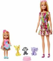 Barbie Набор игровой 2 куклы +3 питомца, GTM82