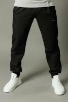 Спортивные брюки мужские на манжетах Relay/джоггеры/легкие М-1216: Черный, 56 размер