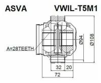 Шрус внутренний левый 28x111 [12] Asva VWILT5M1 Vag: 7H0498103 7H0498103X 7H0407331B Vw Eurovan V Автобус (7hb 7hj 7eb