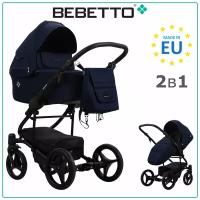 Универсальная коляска Bebetto Torino TEX (2 в 1), синий, цвет шасси: черный