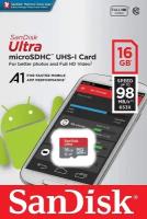 Micro SD 16GB SanDisk microSDHC Class 10 Ultra UHS-I A1 100MB/s SDSQUAR-016G-GN6MN